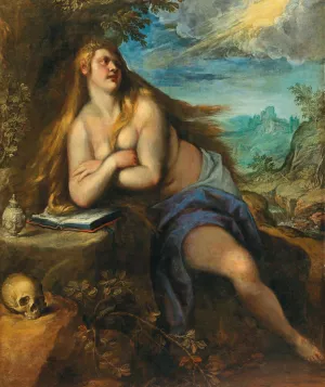 The Penitent Magdalene by Jacopo Palma Il Giovane Oil Painting