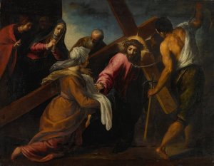 Christ On The Road To Calvary by Jacopo Palma Il Vecchio Oil Painting