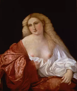 Portrait of a Woman know as Portrait of a Courtsesan Oil painting by Jacopo Palma Il Vecchio