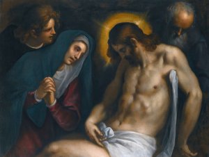 The Deposition by Jacopo Palma Il Vecchio Oil Painting