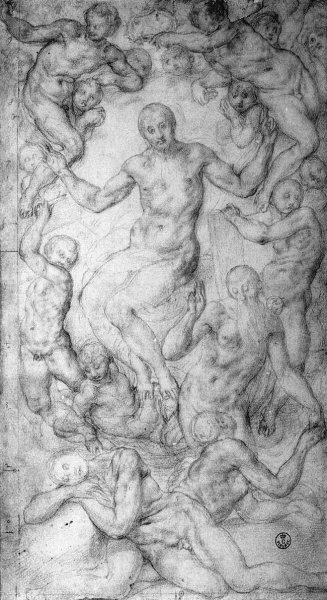 Main Product Photo of Christ the Judge with the Creation of Eve Painting by Jacopo Pontormo