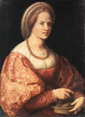 Lady with a Basket of Spindles by Jacopo Pontormo Oil Painting