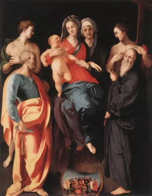 Madonna and Child with St Anne and Other Saints by Jacopo Pontormo Oil Painting