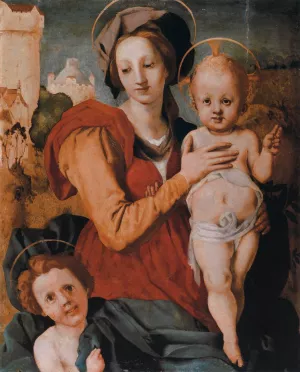 Madonna and Child with the Young St John the Baptist by Jacopo Pontormo Oil Painting