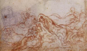 Study for Deluge Portion of Sheet by Jacopo Pontormo - Oil Painting Reproduction