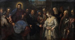 Christ and the Adulteress by Jacopo Tintoretto Oil Painting