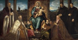 Doge Alvise Mocenigo and Family before the Madonna and Child by Jacopo Tintoretto Oil Painting