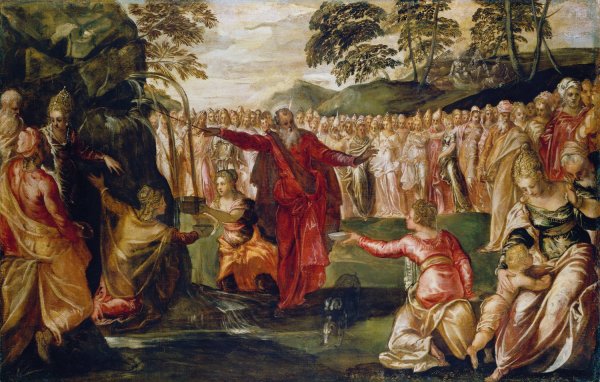Main Product Photo of Moses Striking the Rock  Painting by Jacopo Tintoretto