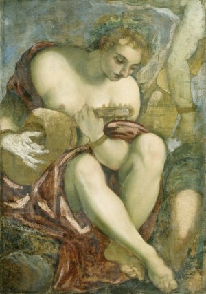 Muse with Lute by Jacopo Tintoretto Oil Painting