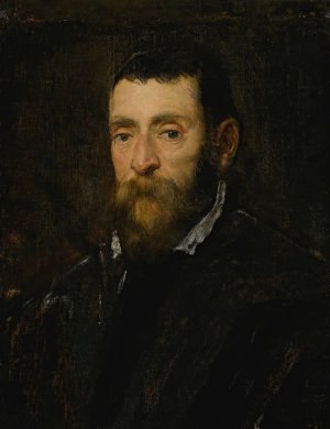 Portrait of a bearded man, possibly Prince Antonio di Santacroce of Rome by Jacopo Tintoretto Oil Painting