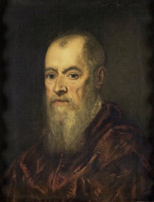 Portrait of a Man with a Red Cloak by Jacopo Tintoretto Oil Painting