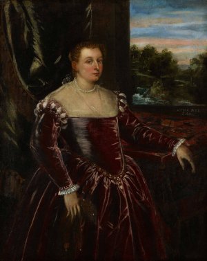 Portrait of Dogaressa Morosina Morosini by Jacopo Tintoretto Oil Painting