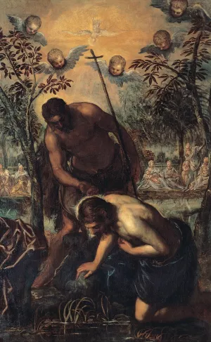 The Baptism of Christ Oil painting by Jacopo Tintoretto