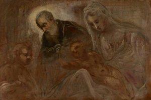 The Holy Family with the Young Saint John the Baptist by Jacopo Tintoretto Oil Painting