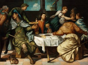 The Supper At Emmaus by Jacopo Tintoretto Oil Painting