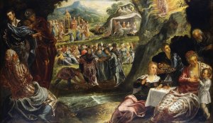 The Worship of the Golden Calf by Jacopo Tintoretto Oil Painting