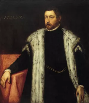Twenty-five year old Youth with Fur-lined Coat Oil painting by Jacopo Tintoretto