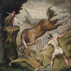 Perseus and Andromeda or Roger freeing Angelica by Jacopo Zanguidi Oil Painting