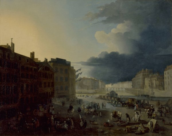 Le pont Rouge et les pointes des iles Saint-Louis et de la Cite, vus du port au ble  by Jacques Albert Senave - Hand-Painted Oil Painting Reproduction