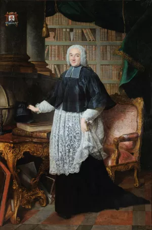 Portrait of the Abbot Dieudonne Chaumont de la Galaisiere by Jacques-Andre-Joseph Aved Oil Painting