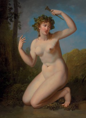 A bacchante in a wooded grove by Jacques Antoine Vallin Oil Painting