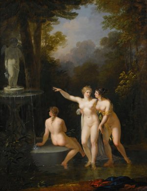 Nymphs Bathing by Jacques Antoine Vallin Oil Painting