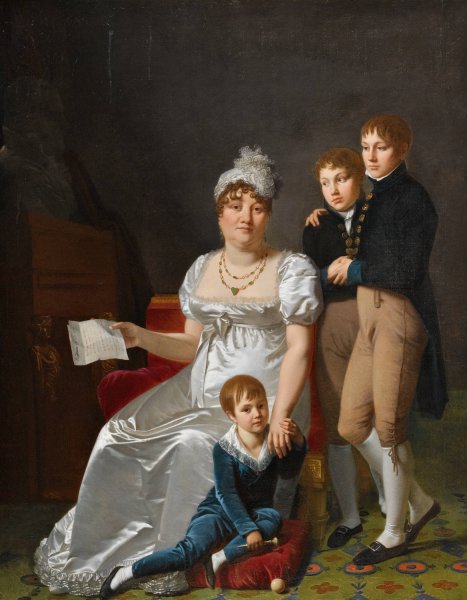 Main Product Photo of Portrait of Madame B., Nee Etiennette Delagrange With Her Three Sons  Painting by Jacques Antoine Vallin