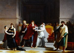 Derniere scene de la tragedie 'Rodogune'au Theatre-Francais by Jacques Augustin Pajou Oil Painting