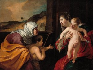 Virgin and Child with Saint Elizabeth and the Infant Saint John the Baptist by Jacques Blanchard Oil Painting