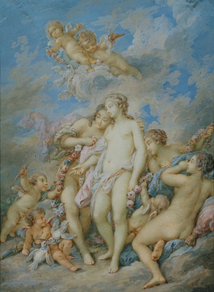 Main Product Photo of Love offering the Apple to Venus  Painting by Jacques Charlier