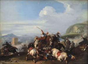 Battle Scene With Turkish Cavalry by Jacques Courtois Oil Painting