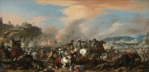 Battle Scene by Jacques Courtois Oil Painting