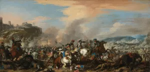 Battle Scene by Jacques Courtois Oil Painting