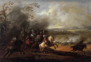 Cavalry Attack by Jacques Courtois Oil Painting