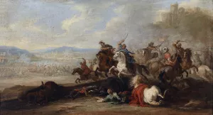 Cavalry Battle between Christians and Turks by Jacques Courtois - Oil Painting Reproduction