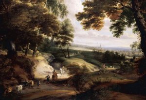Wooded Landscape by Jacques D'Arthois Oil Painting