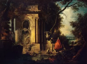 Scene in a Park by Jacques De Lajoue Oil Painting