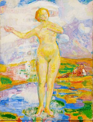 Standing Female Nude by Jacques Elie Abraham Hermanjat Oil Painting