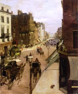 A Street Scene in London by Jacques Emile Blance - Oil Painting Reproduction