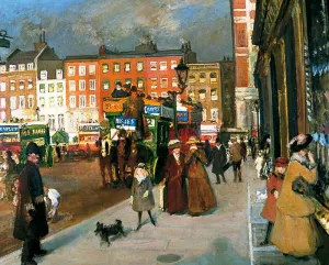 Knightsbridge from Sloane Street, London by Jacques Emile Blance Oil Painting