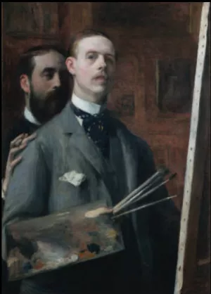 Self-Portrait with Raphael de Ochoa painting by Jacques Emile Blance