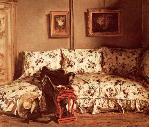 The Chintz Couch by Jacques Emile Blance - Oil Painting Reproduction