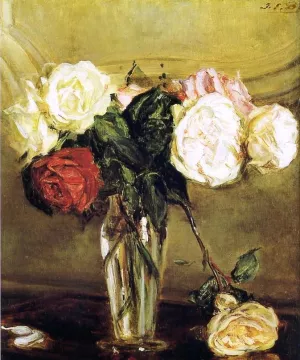 Vase of Roses by Jacques Emile Blance Oil Painting