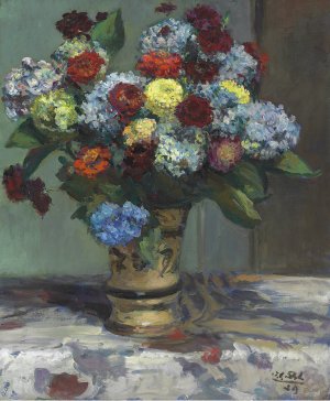 Bouquet de fleurs aux hortensias by Jacques-Emile Blanche Oil Painting
