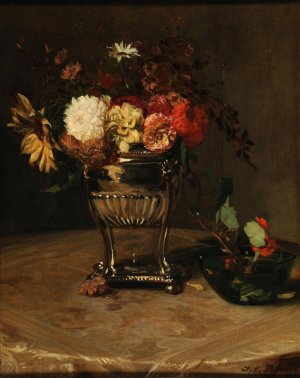Dahlias et capucines a l'urne d'argent by Jacques-Emile Blanche Oil Painting