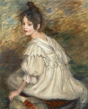 Fille a la robe blanche by Jacques-Emile Blanche Oil Painting