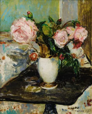 Flowers in a vase by Jacques-Emile Blanche Oil Painting