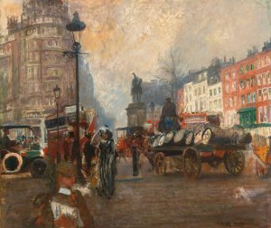 Knightsbridge Seen From Sloane Street, December 1913 by Jacques-Emile Blanche Oil Painting