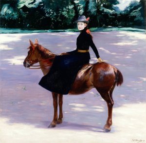 Mademoiselle Meuriot sur son poney by Jacques-Emile Blanche Oil Painting
