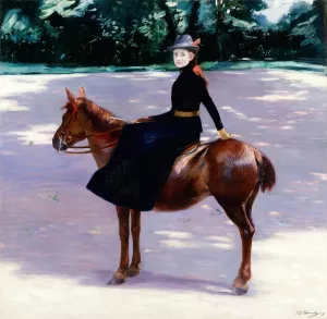 Mademoiselle Meuriot sur son poney by Jacques-Emile Blanche Oil Painting